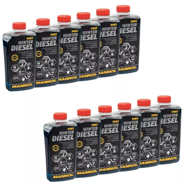 12x 1 Liter MANNOL 9983 Winter Diesel Kraftstoff Zusatz Additiv Heizöl Fließ Fit