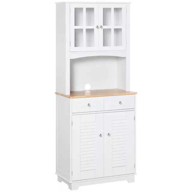 HOMCOM Credenza Alta per Cucina Mobile Buffet in Legno Bianco