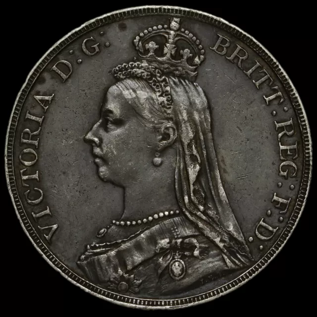 1890 Queen Victoria Jubilee Head Silver Crown, GVF+