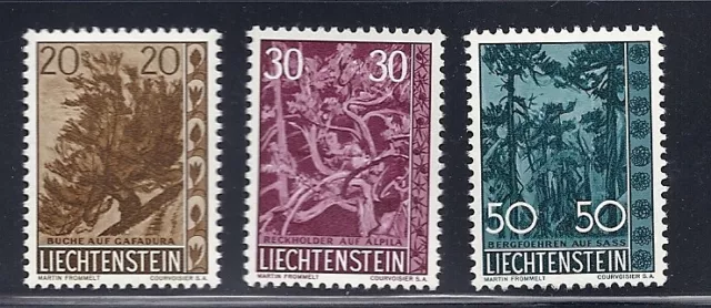 Liechtenstein 1960 Alberi Set Completo Scott 353-55 VF Nuovo senza Linguella