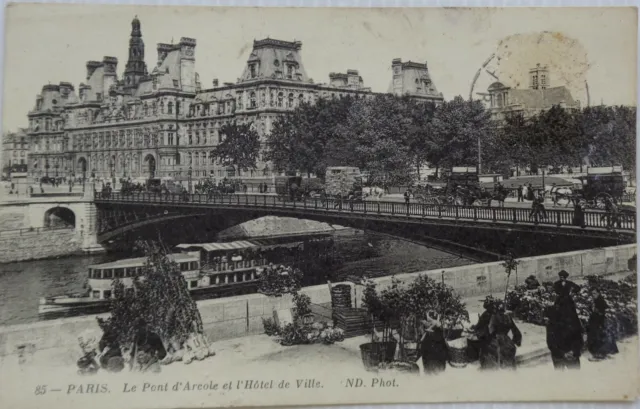 Paris 75 CPA the Bridge D'Arcole And Hotel City Good Condition 1913