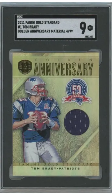 Panini Gold Standard TOM BRADY NFL CARD *Game Used Patch* /99 *SGC GRADED 9*