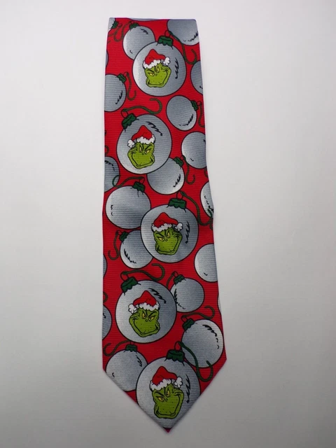 Dr. Seuss Grinch Mens Tie 56" x 3.75" Polyester Red Cartoon - 23342