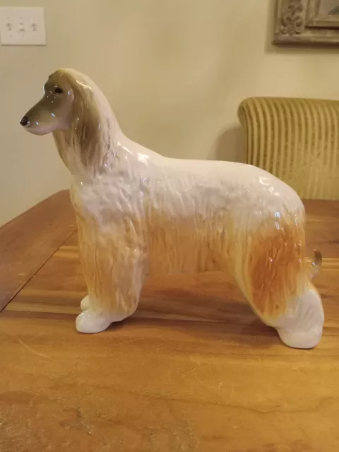 Russian Lomonosov Porcelain Borzoi Afghan Hound Dog Gray Brown White Shiny Glaze