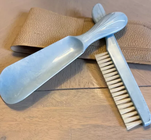 Lovely Vintage Crayonne Blue 1970s Brush and Scoop / Pan Dressing Table Set