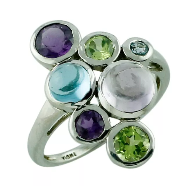 Amethyst Peridot Cocktail Ring 18k White Gold Fine Jewelry Christmas Gift