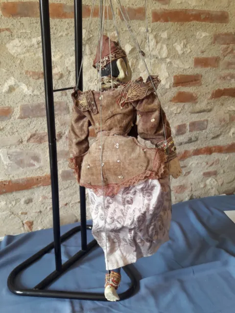 ANCIENNE MARIONNETTE A FILS BIRMANE en bois milXX 63cm Old Burmese puppet 3