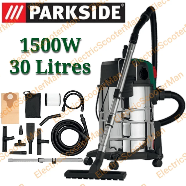 PARKSIDE 1500W 30L Industrial Wet & Dry Vacuum Cleaner Stainless Steel