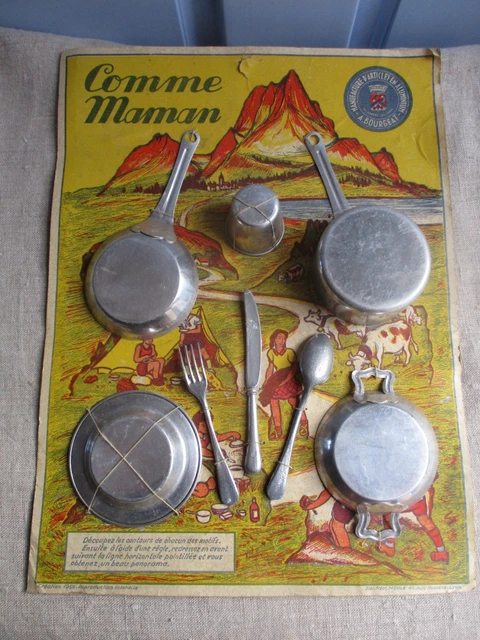 3 ÉLÉMENTS DE CUSINE DE DINETTE ANCIENNE EN ALU DONT RARE