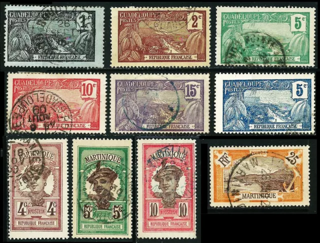 Französische Kolonien 1906/1925: 10 Briefmarken Landesmotive ° (F937)