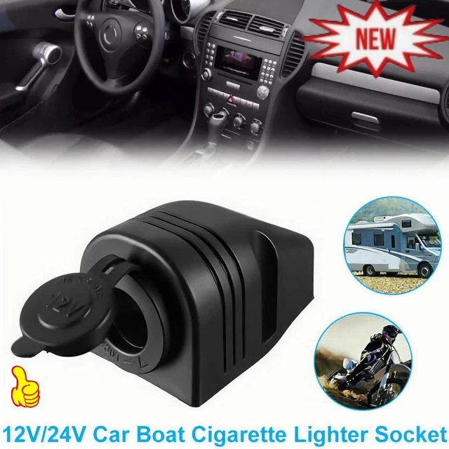 12/24V Car Socket Boat Cigarette Lighter Plug Outlet Mount Bracket 2023