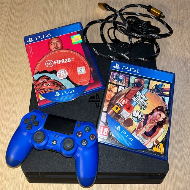 Ps4 Slim 500 Go Console Noire avec Manette et Câbles + Jeux fournis