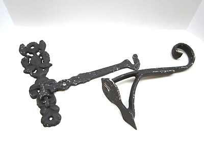 2 Vintage Ornate Cast Iron Black Hooks for Plants or Coats