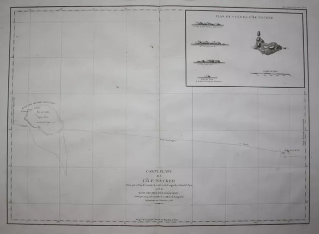 Necker Island Hawaii Hawaiian Islands French Frigate Shoals map Karte Perouse