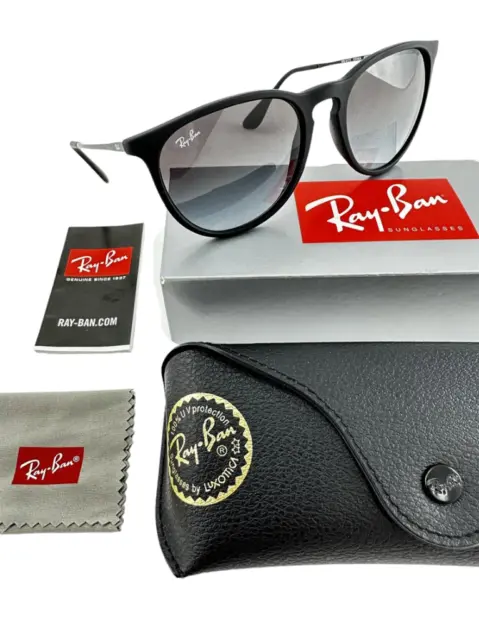 Ray Ban NEW Erika Rubber Black Womens Grey Gradient Dark 54mm Sunglasses RB4171