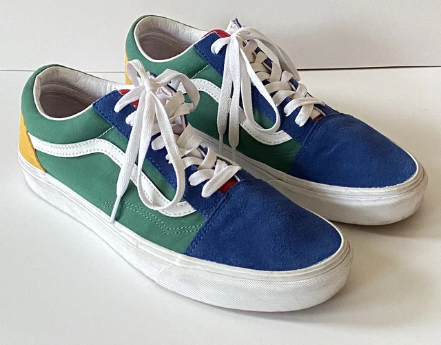 Vans Old Skool Sneakers Men’s 10.5 Yacht Club Blue Yellow Green Skate Suede SK8