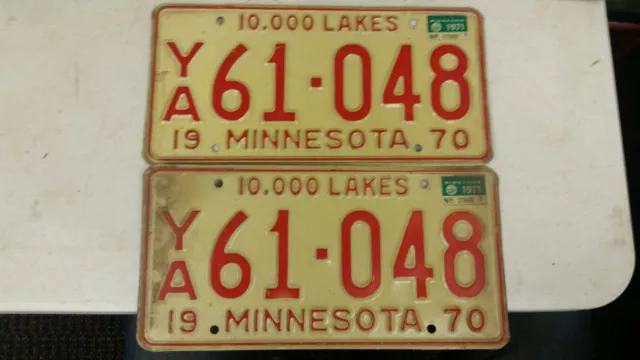 1971 MINNESOTA 10 000 paire de plaques d'immatriculation YA 61-048