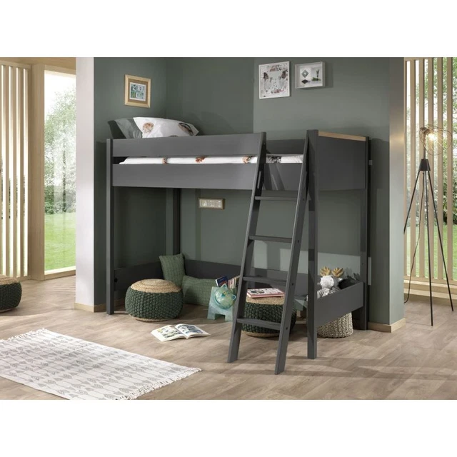 Paris Prix - Chambre Complète Enfant 4p "london" 90x200cm Anthracite 3