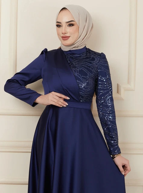 MODANISA NAVY BLUE - Unlined - Crew neck - Modest Evening Dress Size - UK  16 49.99 - PicClick UK