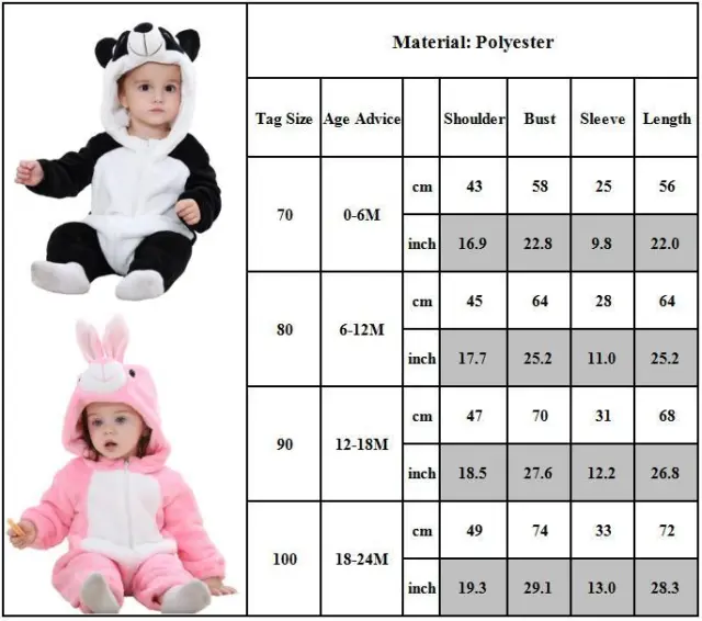 Newborn Baby Kids Boys Girls Stitch Rabbit Tiger Panda Romper Jumpsuit 1Onesie 3