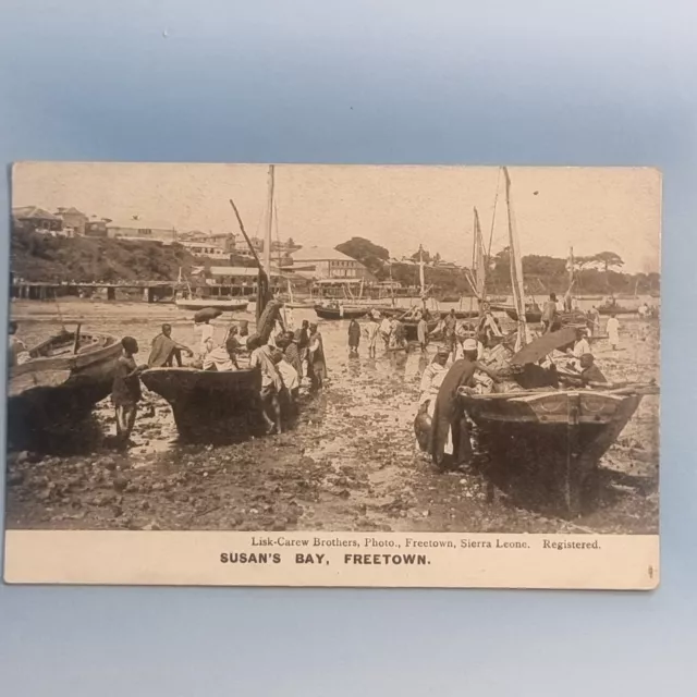 Freetown Postcard C1905 Susans Bay Fishing Boats Early Undiv Sierra Leone Africa