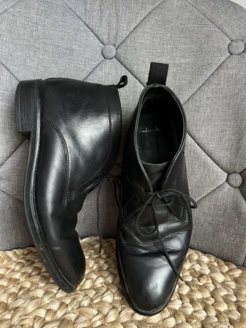 MENS CLARKS BLACK Leather Gilman Rise Ankle Boots Shoes UK Size 7 £30. ...