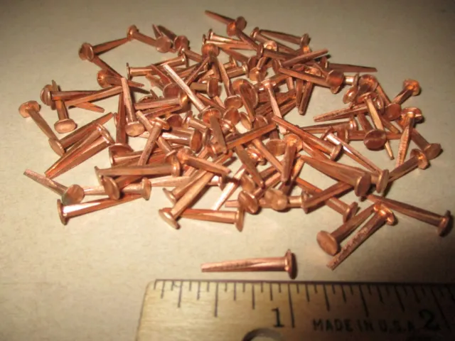 100 - 5/8" Long Copper Canoe Building-Repair Nails -Tacks, N.o.s., Crafts & More