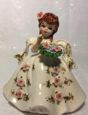 Marika's Original LEFTON 4699 White Dress Pink Flowers EUC Girl Figurine
