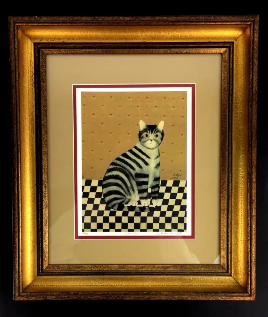 Sarah’s Cat Carol Offet Print Picture 1985 Limited Ed Folk Art Wall Decor Gift