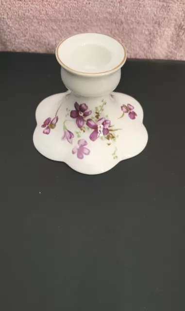 Vintage Hammersley Victorian Violets 2" Candlestick England Bone China