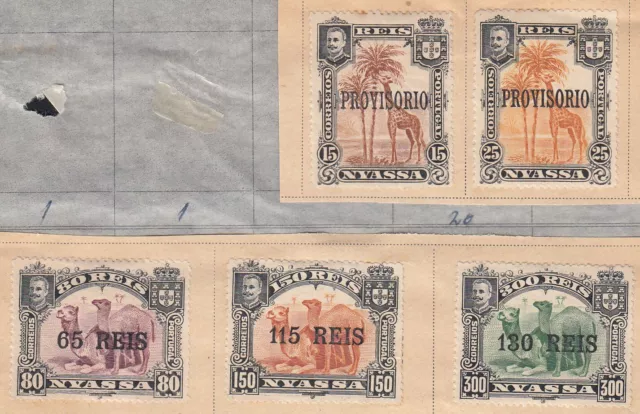 Briefmarken Portugal-Nyassa kleines Lot. Marken Postfrisch auf papier geklebt