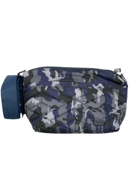 Lug RFID Quilted Crossbody with Printed Strap Flare Camo Navy