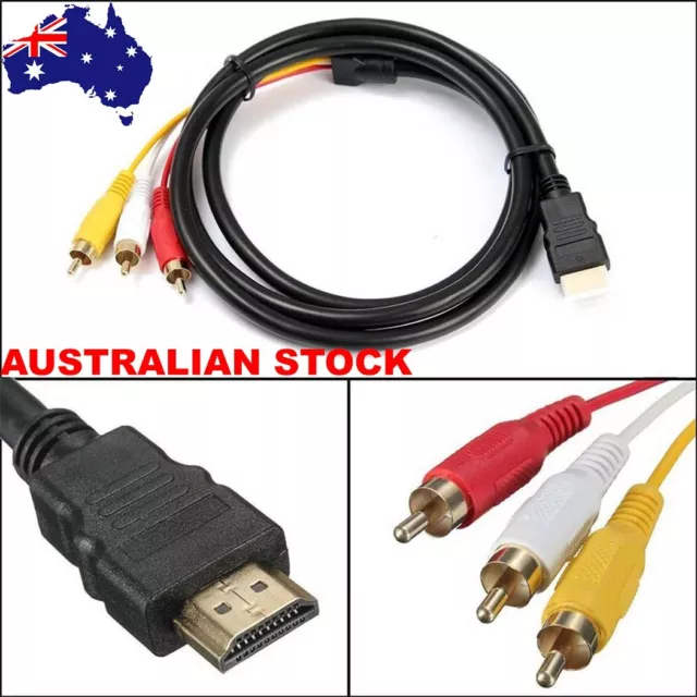1080P HDMI Male to 3 RCA S-video AV Audio Converter Cable Adapter TV HDTV DVD