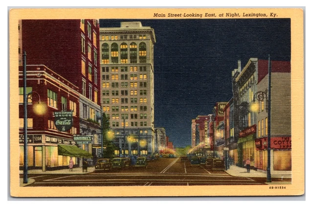 VTG 1940s- Main Street Looking East - Lexington, Kentucky Postcard (Posted 1951)