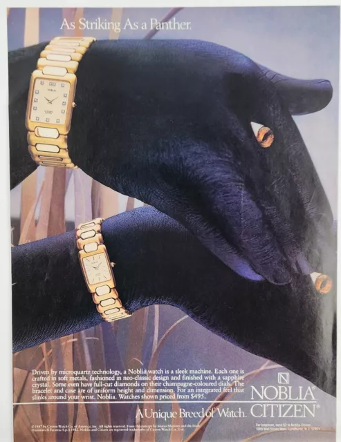 1987 Citizen Noblia Watch As Striking As A Panther Vintage Print Ad