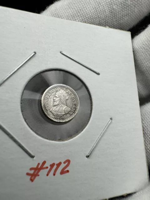 1904 Panama "Pill" 2 1/2 Centesimos Rare Silver Coin Top Grade #112
