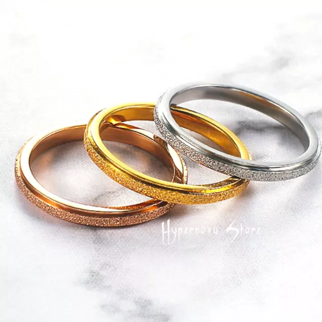 SILVER /  ROSE / GOLD 2MM Thin SHIMMER MATTE BAND STACKING KNUCKLE  FINGER RING