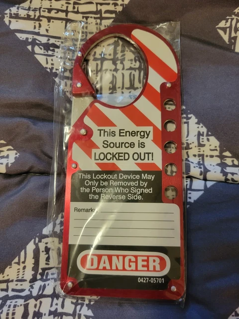 Master Lock 427 Lockout Hasps Labeled Snap-on Lockout Hasp, Red NEW