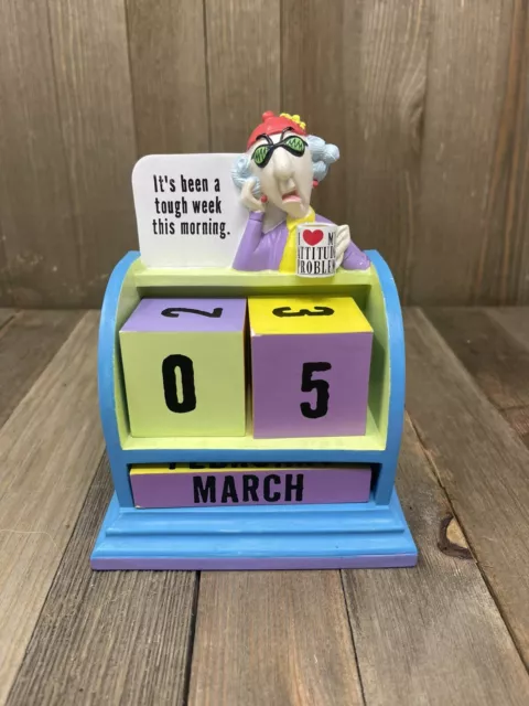 RARE Hallmark Cards 1990s Maxine Resin Desk Cube Calendar w/Months-Numbers 5.5"