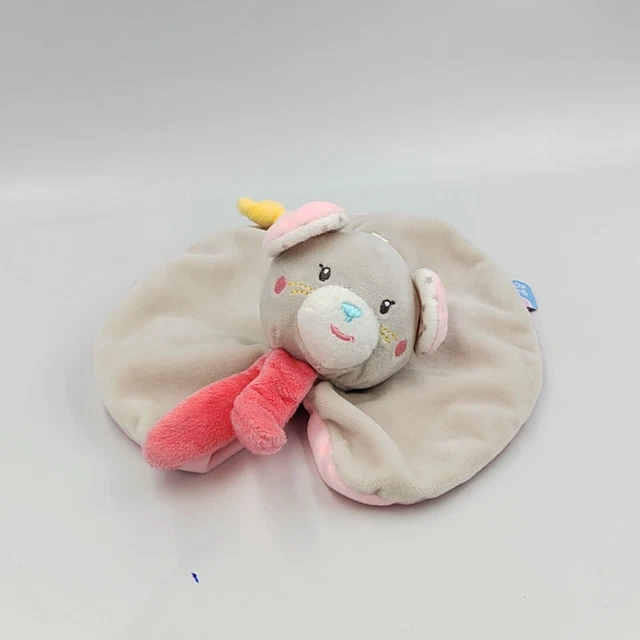 Doudou plat souris grise rose jaune blanche étoiles SUCRE D'ORGE - 32628