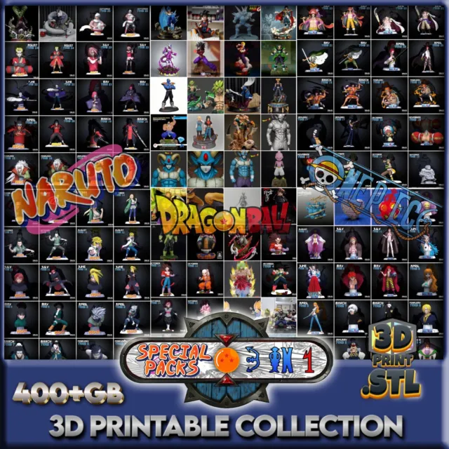PACKS ANIME 400+GB Naruto, Dragon Ball, One Piece  Archivos Digitales STL 3D