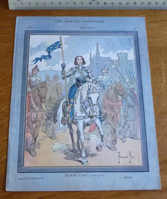 Ancien Protège-cahier Couverture "JEANNE D'ARC" Les GRANDS CAPITAINES