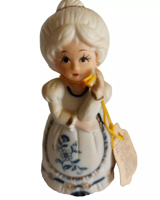 Vintage Bisque Porcelain Royal Majestic Bell, Handpainted, Woman Figurine