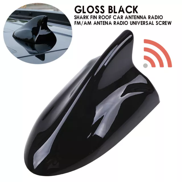 Glossy Black Large Auto Car Shark Fin Roof Antenna Radio FM/AM Aerial  Universal 