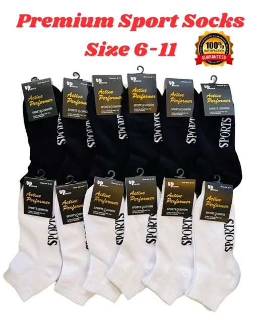 Low Cut Sport Socks Mens Womens Ankle Anklet Cushion Cotton Sock 6 Pairs