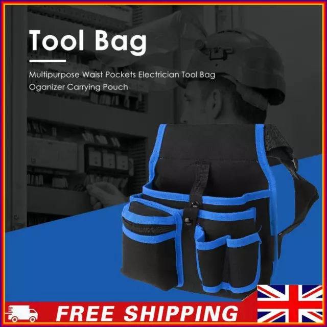 Multipurpose Waist Pocket Electrician Tool Bag Organizer Carry Pouch (Blue)