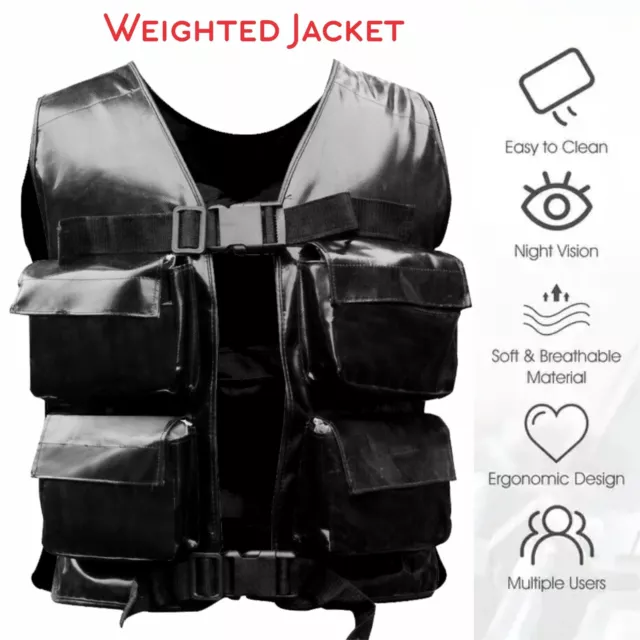 Weighted Vest Adjustable 10kg Outdoor Jacket Running Weight Loss Gym Fitness UK