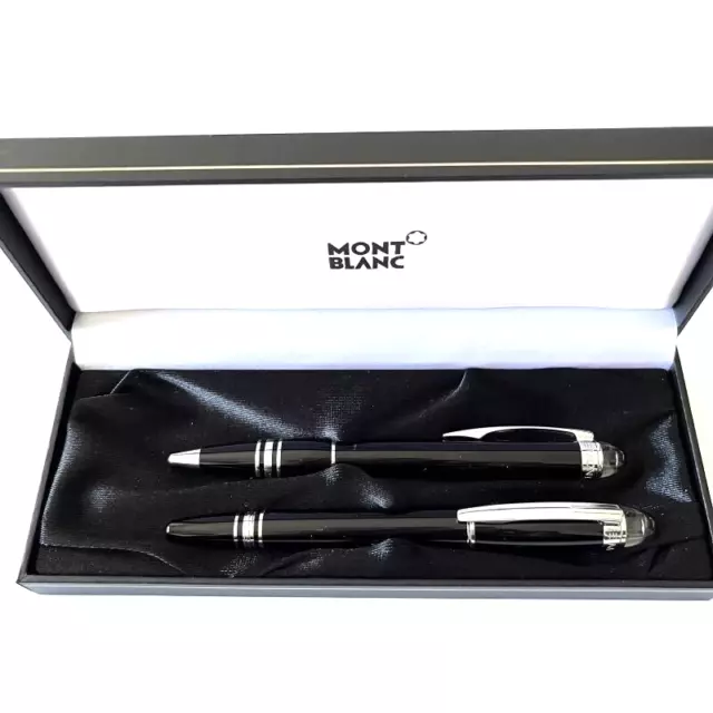 Montblanc Starwalker Midnight Black Ball Pen And Rollerball. Original Case