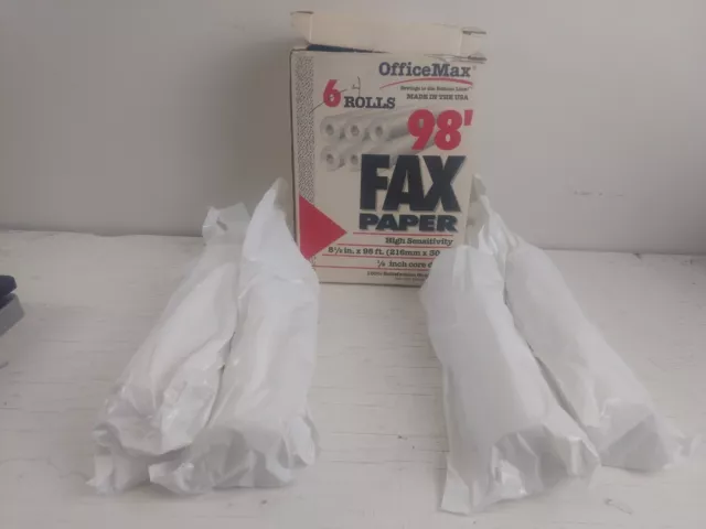 Office Max Thermal Fax Paper 4 Rolls 98' x 8 1/2" Core is 1/2" High Sensitivity