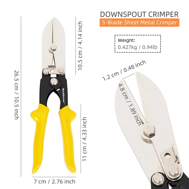 5 BLADE CRIMPER for Ductwork Pipe & Sheet Metal Crimps 24 & 28 Crimping